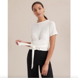 NWT Modern Citizen Jude‎ Cropped Tie Front Short Sleeve White Top Size 1X